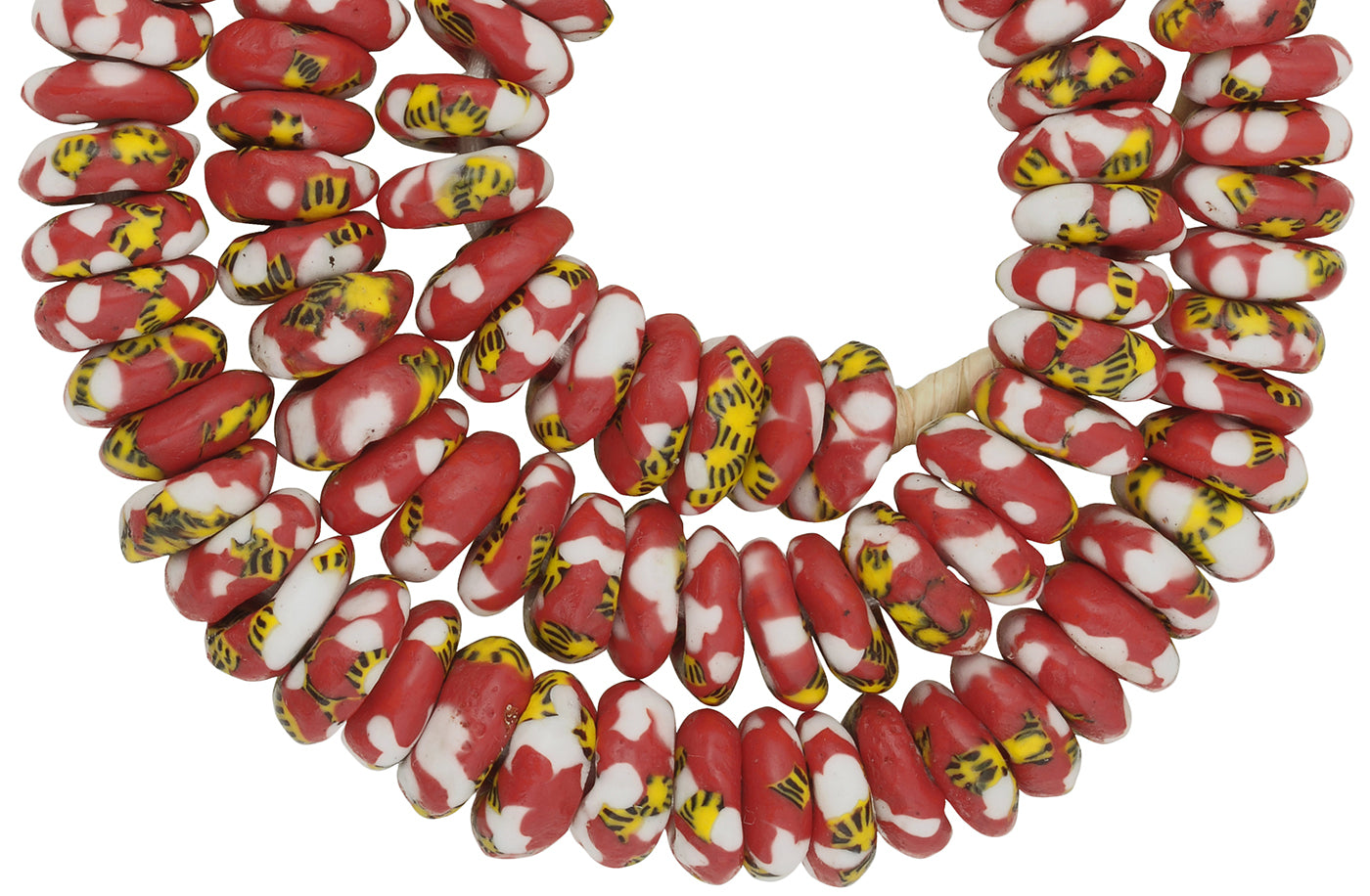 Handmade recycled seed beads Krobo disks Ghana jewelry African necklace