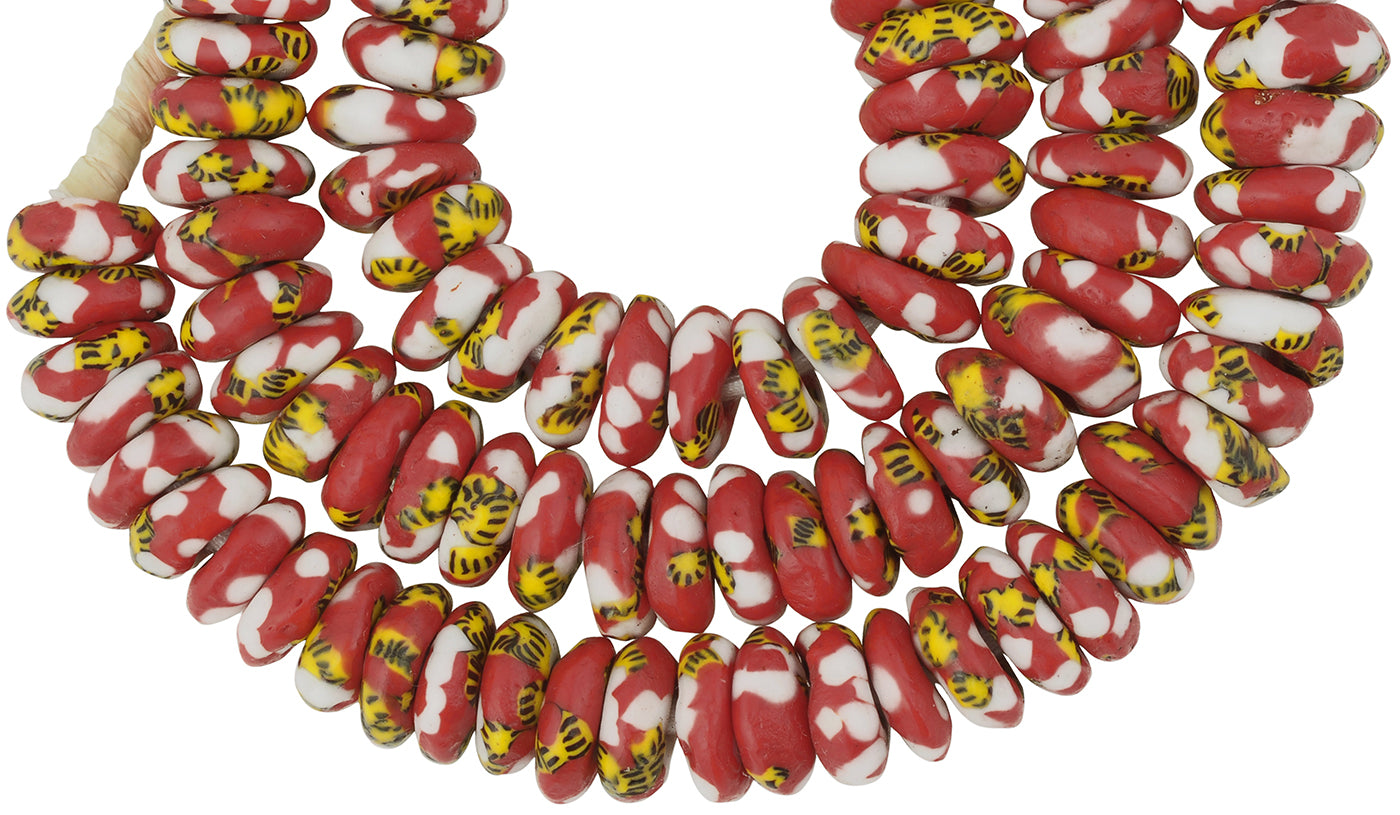Handmade recycled seed beads Krobo disks Ghana jewelry African necklace