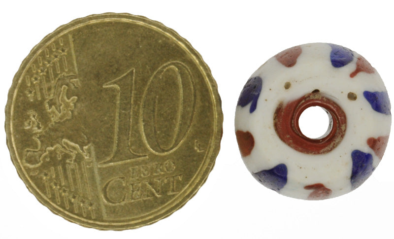 Antique Venetian Lampwork "Manhattan" Chevron Wound Glass Trade Bead - 14Mm - close-up