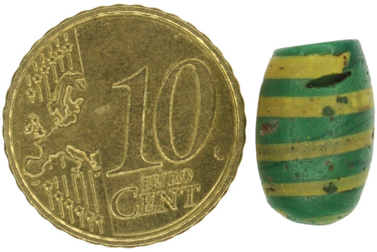 Rare Antique Green "Bumble Bee" Venetian Wound Glass Trade Bead - alternate view