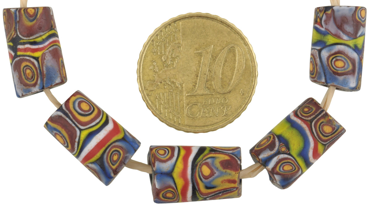 Antique Venetian Millefiori Banded Mosaic Glass Trade Beads - alternate view