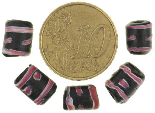 Antique Black Venetian Fancy Lampwork Glass Trade Beads, African Trade - alternate view