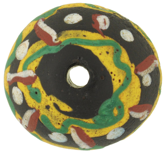 Rare Antique Black Bicone King Venetian Lampwork Glass Trade Bead - alternate view