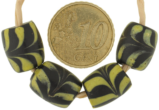 Antique Black Feather Venetian Wound Glass African Trade Beads - alternate view