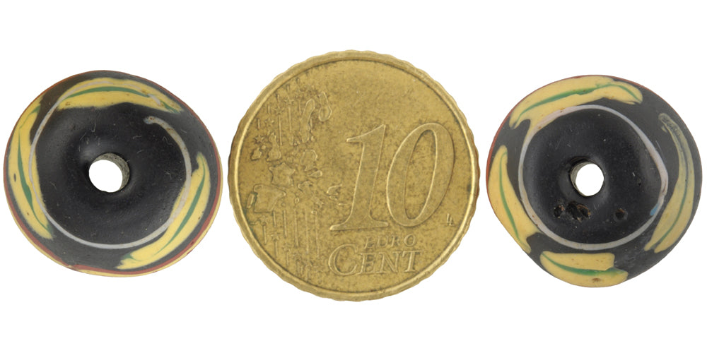 Antique Black Bicone "King" Venetian Lampwork Trade Beads, 16Mm - alternate view