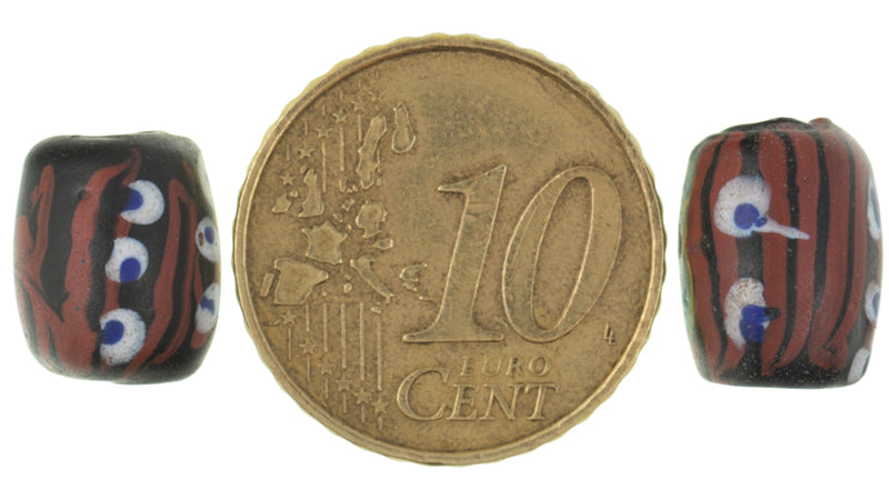 Rare Antique Black "Fancy" Venetian Lampwork Glass Trade Beads, Pair - alternate view