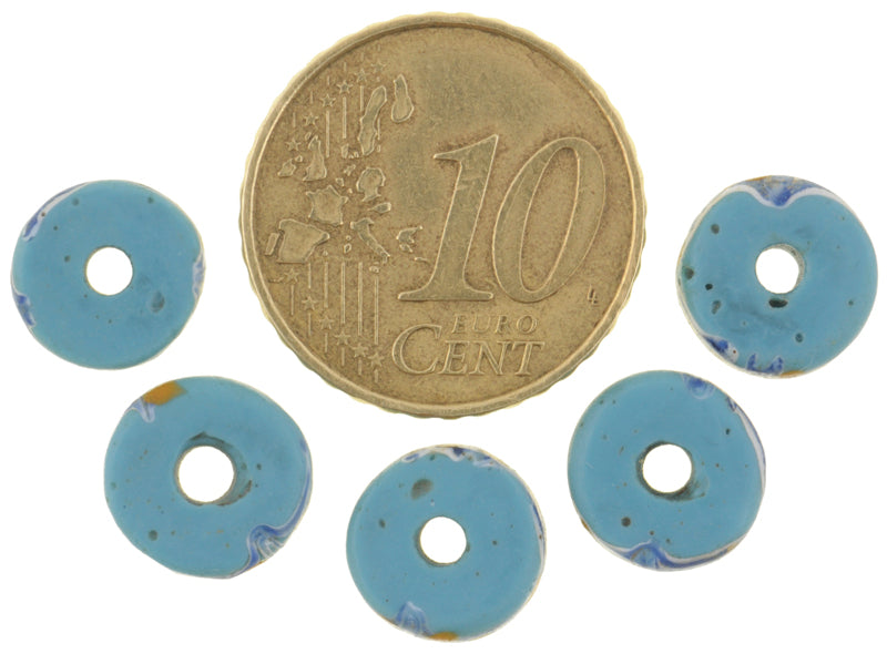 Rare Blue "Fancy" Antique Venetian Lampwork African Trade Beads, 10Mm - alternate view