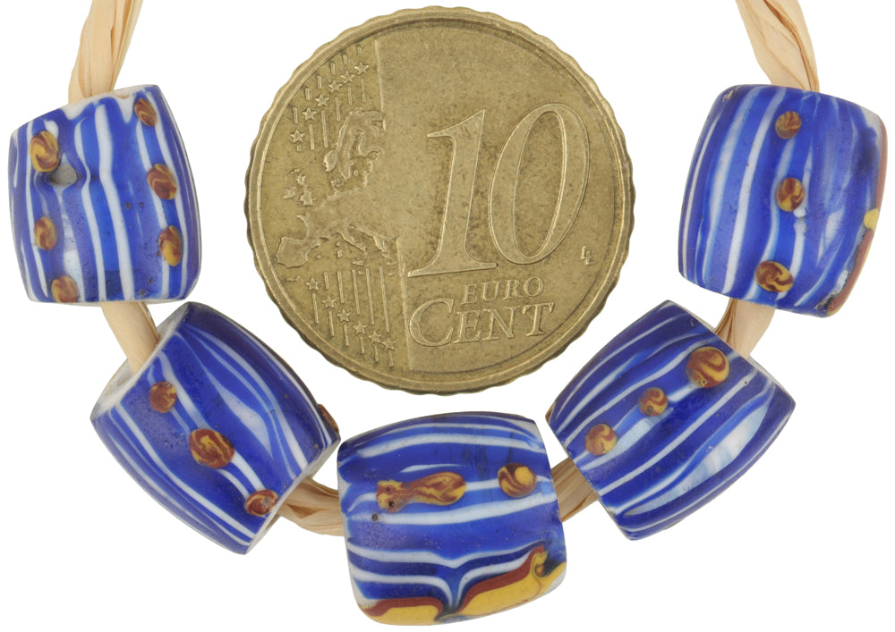 Rare Antique Fancy Oval Venetian Lampwork Glass Trade Beads - 1800S - alternate view