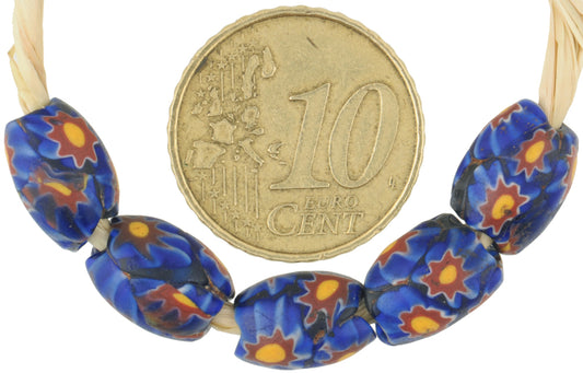 Rare Antique Blue Oval Venetian Millefiori African Trade Beads - alternate view