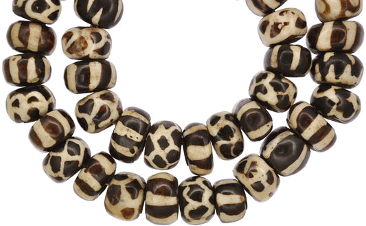 Mixed Design Of Large African Handmade Kenya Batik Bone Beads - alternate view