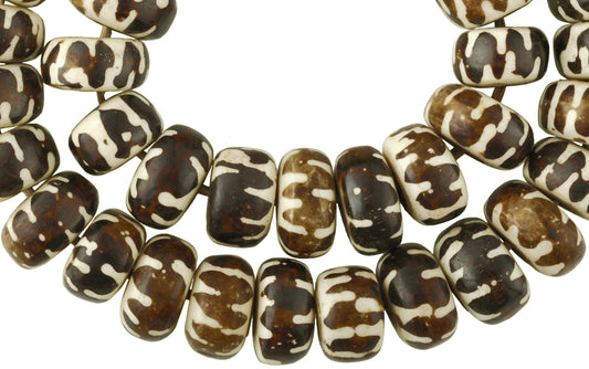 Large Batik Kenya Bone Beads - Handmade African Trade Beads - alternate view