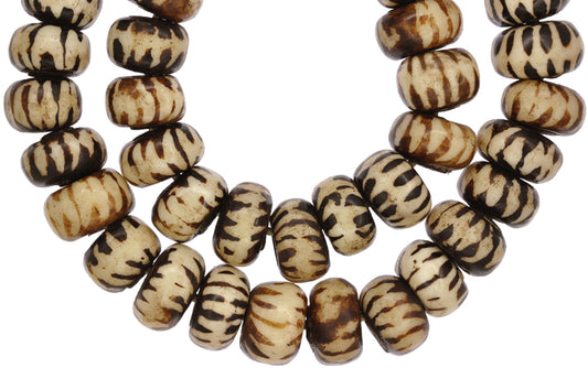 Large Kenya Bone Beads - African Batik Tiger Stripe Trade Beads - alternate view