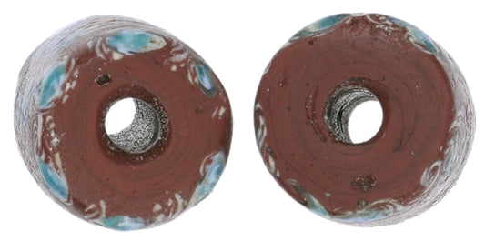 Rare Antique Venetian Lampwork Beads - Fancy Brick Glass Trade Beads - alternate view