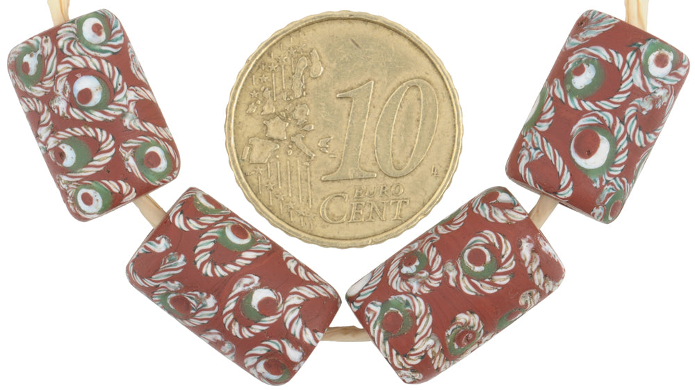 Rare Antique Brick "Eye" Venetian Lampwork Glass Trade Beads - 15-16Mm - alternate view