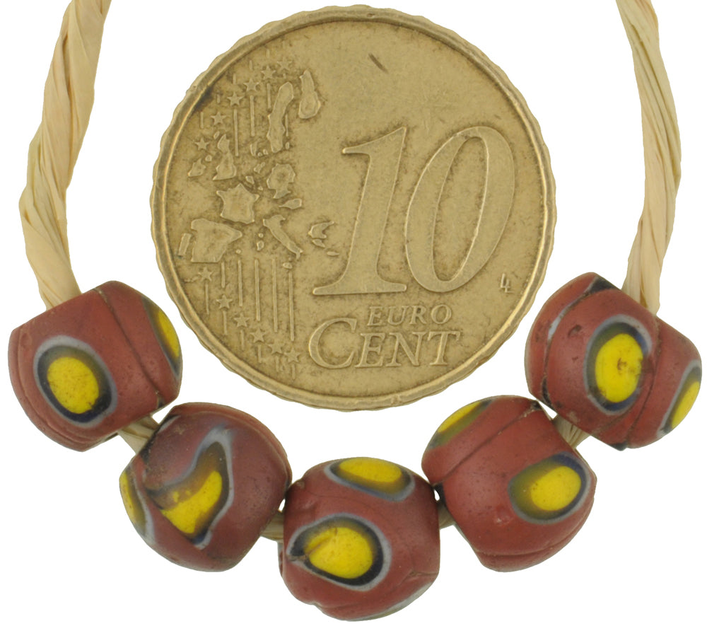 Antique Round Millefiori Venetian Mosaic Glass Beads, African Trade - alternate view