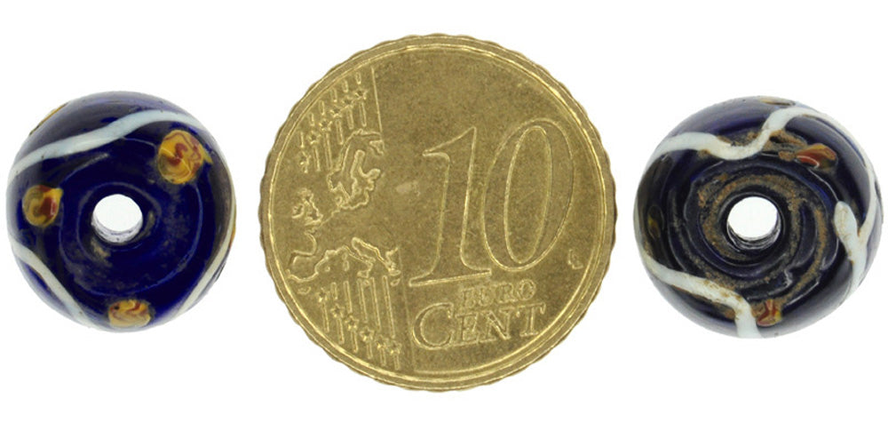 Rare Antique Cobalt Blue Venetian Lampwork Glass Trade Beads - 13X11Mm - alternate view