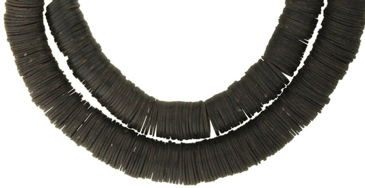 Old Coconut Shell Heishi Beads - Large African Trade Disks Ghana - alternate view