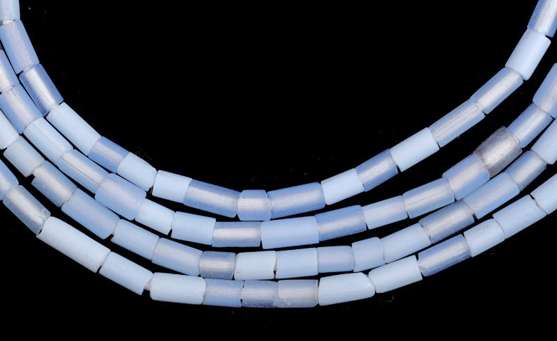 Vintage Tiny Blue Cylindrical Czech Glass African Trade Beads - alternate view