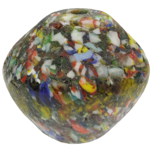 Large Bicone Recycled African Trade Bead - Ghana Glass Art - alternate view