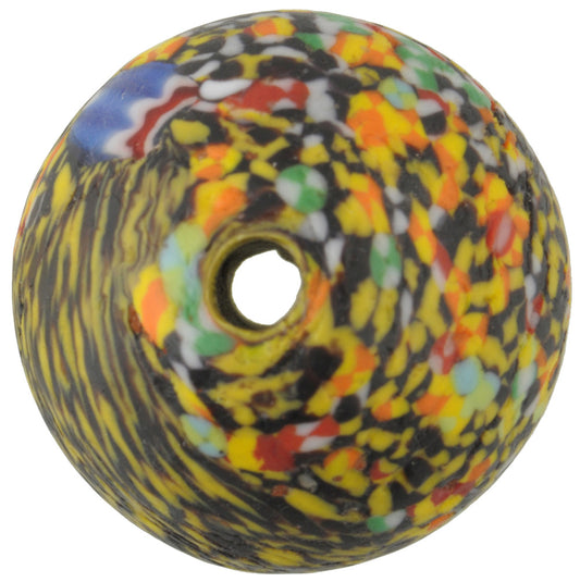 Large African Trade Bead 32X30Mm - Recycled Glass, Chevron Decor - alternate view