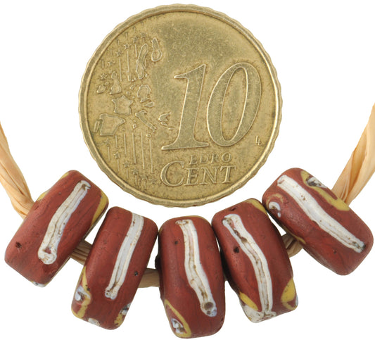 Rare Brick Color "Fancy" Disks Venetian Glass African Trade Beads - alternate view