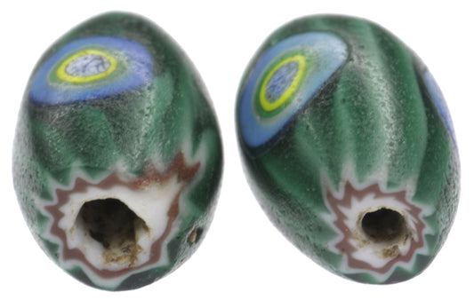 Rare 4-Layer Venetian Chevron Beads With Murrine - Antique Pair - alternate view