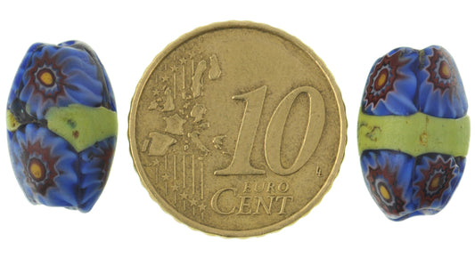 Rare Antique Banded Oval Venetian Millefiori Mosaic Trade Beads, 11-12 Mm - alternate view