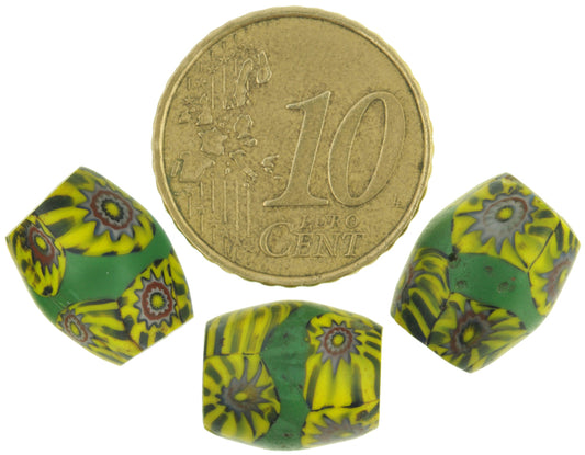 Antique Banded Oval Millefiori Venetian Glass Trade Beads - 12-13Mm - alternate view