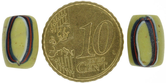 Beautiful Antique Oval "Fancy" Venetian Wound Glass Trade Beads - 12X9Mm - alternate view