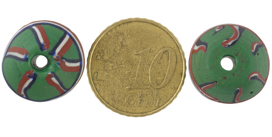 Rare Old Green Bicone "King" Venetian Wound Glass Trade Beads - alternate view