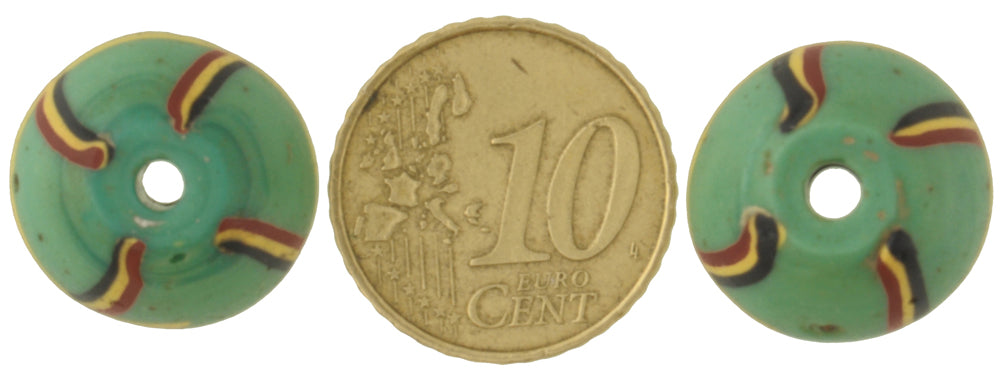 Antique Green Bicone "King" Venetian Lampwork Glass Trade Beads - 17X14Mm - alternate view