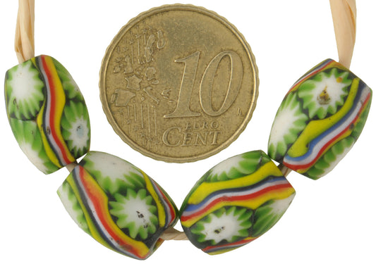 Antique Venetian Oval Millefiori African Trade Beads, Mosaic Glass - alternate view