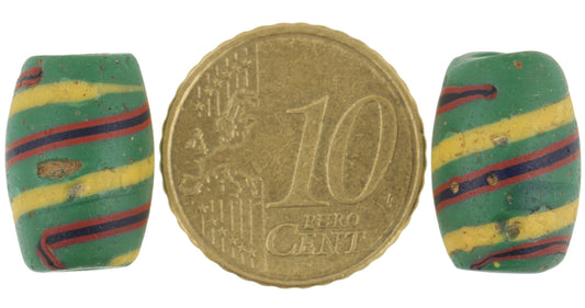 Rare Old "Swirl" Venetian Lampwork Glass Trade Beads, 16X11Mm Pair - alternate view