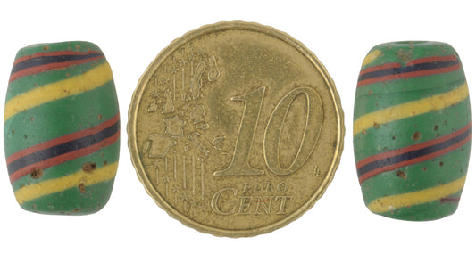 Rare Antique "Swirl" Fancy Venetian Lampwork Glass Trade Beads - 15X10Mm - alternate view