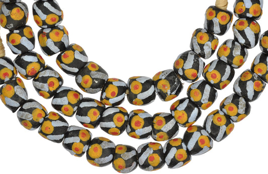 African Fancy Powder Glass Beads, 11-12Mm, 27" Strand, Handmade - alternate view