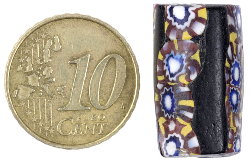 Antique Large Venetian Millefiori Mosaic Glass Trade Bead - African Trade - close-up