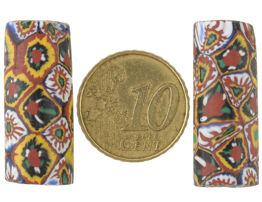 Rare Antique Large Millefiori Venetian Mosaic Trade Beads - 28X11Mm - alternate view