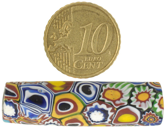 Rare Antique Large Multimurrine Venetian Millefiori Mosaic Trade Bead, 40X12Mm - alternate view