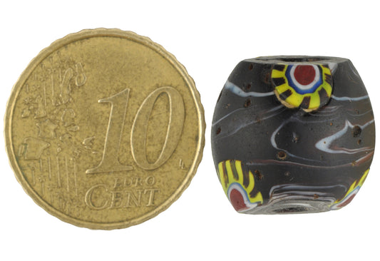 Antique Large Round Millefiori Venetian Mosaic Glass Trade Bead - 15Mm - alternate view