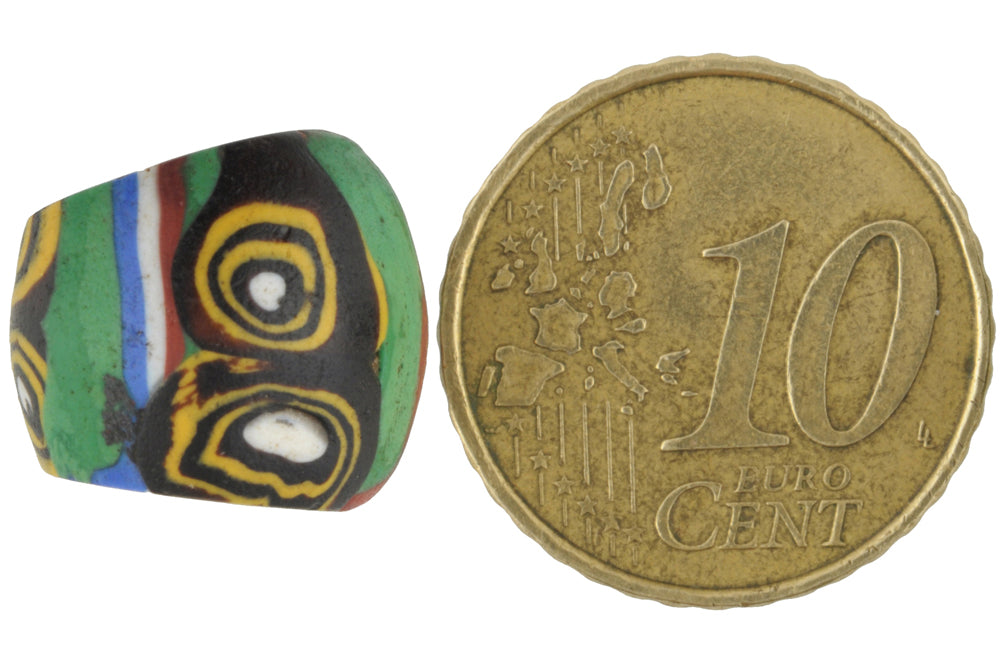 Rare Antique Large Venetian Millefiori Mosaic Glass Trade Bead 15X13 Mm - zoomed-in detail