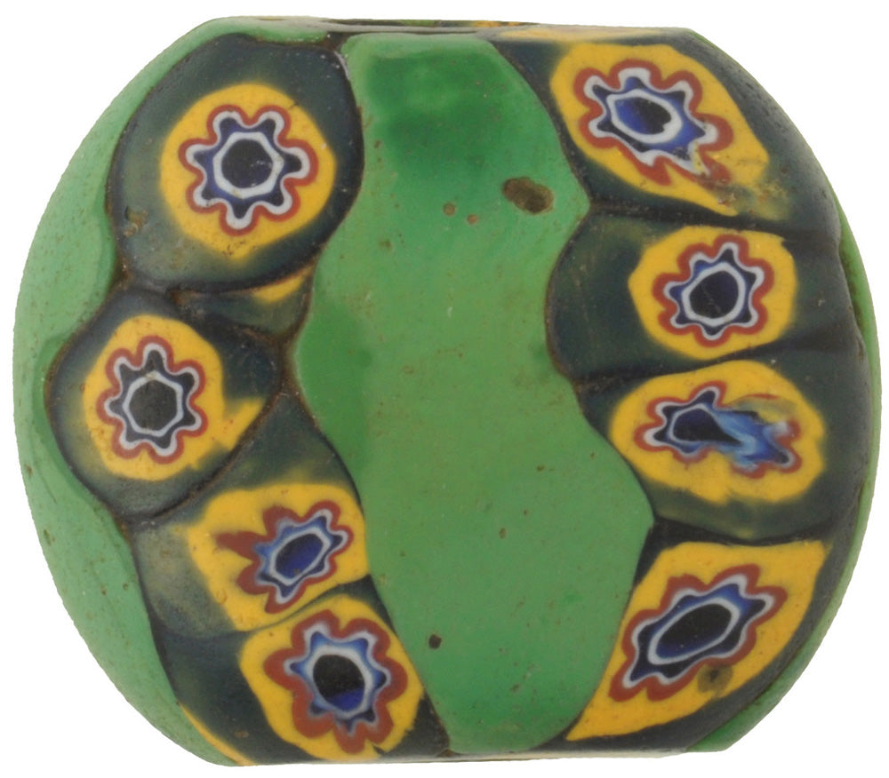 Antique Tabular Millefiori Venetian Mosaic Glass Trade Bead - Rare African Trade Bead - zoomed-in detail