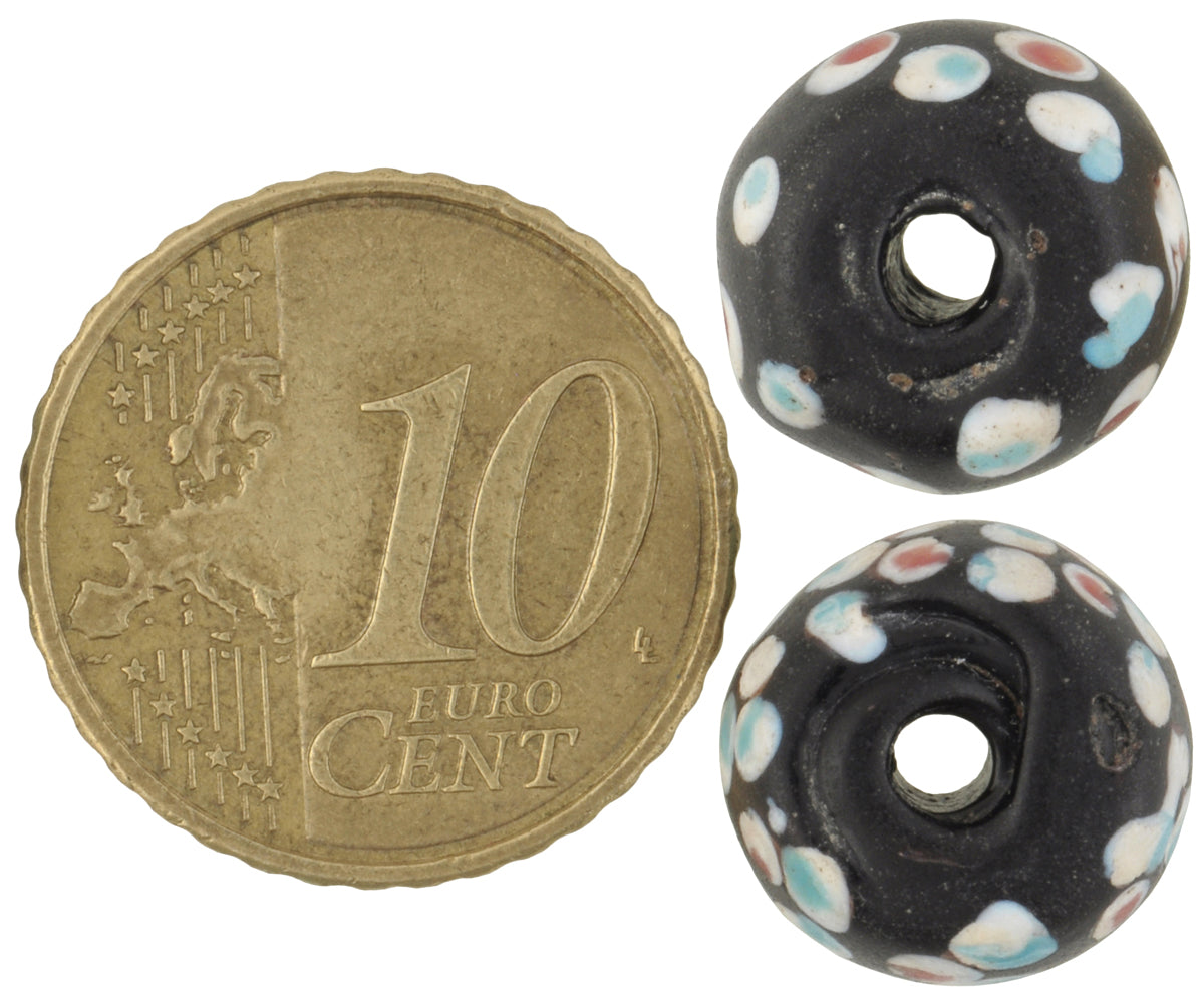 Rare Large "Thousand Eyes" Antique Venetian Wound Glass Trade Beads - 13X9Mm - alternate view