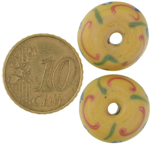 Beautiful Large Antique Venetian Lampwork Glass Trade Beads, 17X11Mm - alternate view