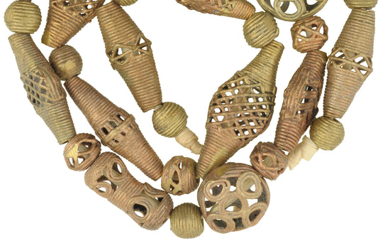 Unique Handmade African Brass Beads From Ghana - 26 3/4" Strand - alternate view
