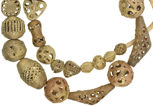 Handmade African Brass Beads Strand - Ghana Lost Wax 27" (68.5 Cm) - alternate view