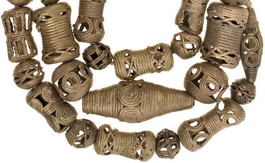 Handmade African Brass Beads From Ghana - Lost Wax Technique - 28" Strand - alternate view