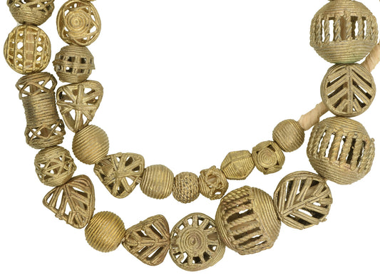 Unique African Brass Beads From Ghana - Handcrafted Lost Wax Technique - alternate view