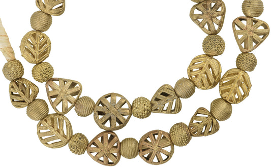 Handmade African Brass Beads From Ghana - Lost Wax Technique, 22.5" Strand - alternate view