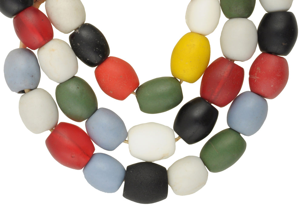 Large Vintage Oval Czech Glass Trade Beads - African Trade - close-up