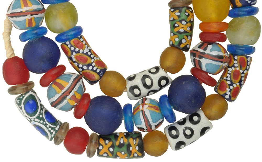 New African Trade Beads: Krobo Powder Glass Beads From Ghana - close-up